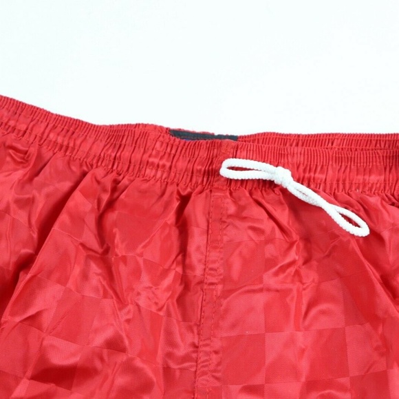 Vintage New Nylon Checkered Soccer Shorts Red Mens - Picture 3 of 7